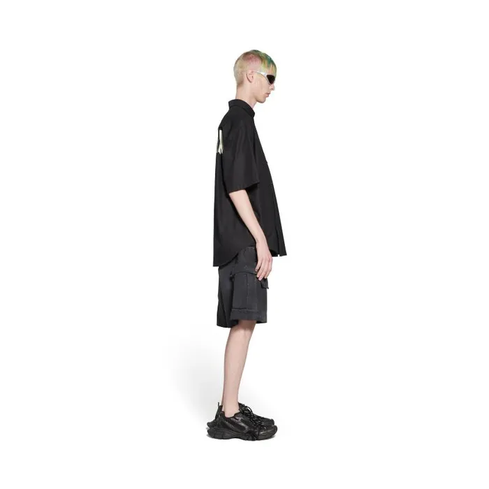 Balenciaga Tops and Shirts Men Men039s Tape Type Short Sleeve Shirt Large Fit In Black Black Balenciaga Tops and Shirts Men Men039s Tape Type Short Sleeve Shirt Large Fit In Black Black