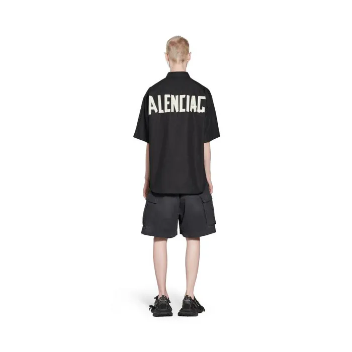 Balenciaga Tops and Shirts Men Men039s Tape Type Short Sleeve Shirt Large Fit In Black Black Balenciaga Tops and Shirts Men Men039s Tape Type Short Sleeve Shirt Large Fit In Black Black