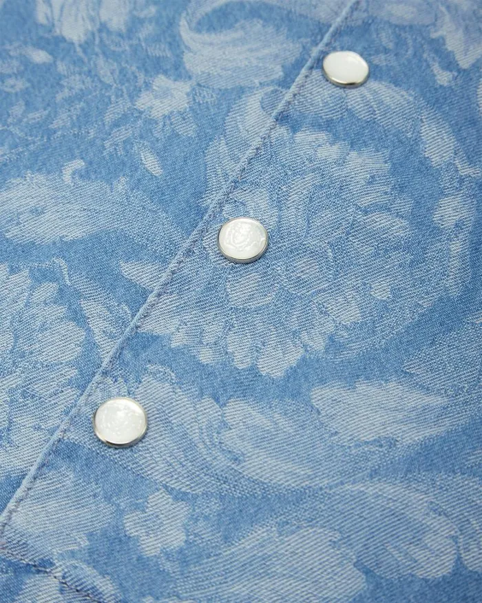 Barocco Chambray Baby Shirt Light Blue Children Versace Clothing