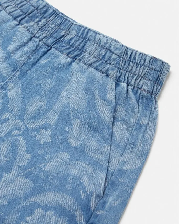 Barocco Chambray Kids Shorts Light Blue Children Versace Clothing
