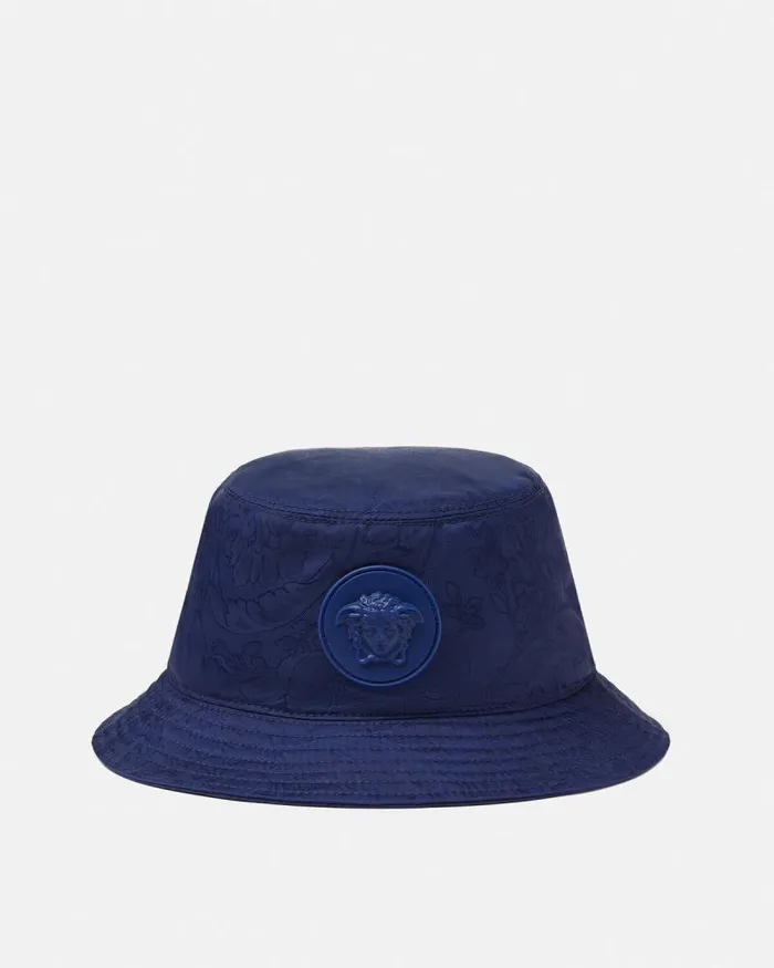 Barocco Jacquard Kids Bucket Hat Blue Children Versace Accessories