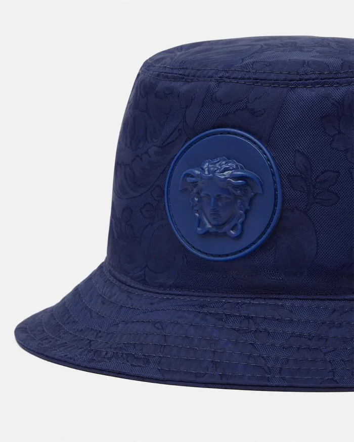 Barocco Jacquard Kids Bucket Hat Blue Children Versace Accessories