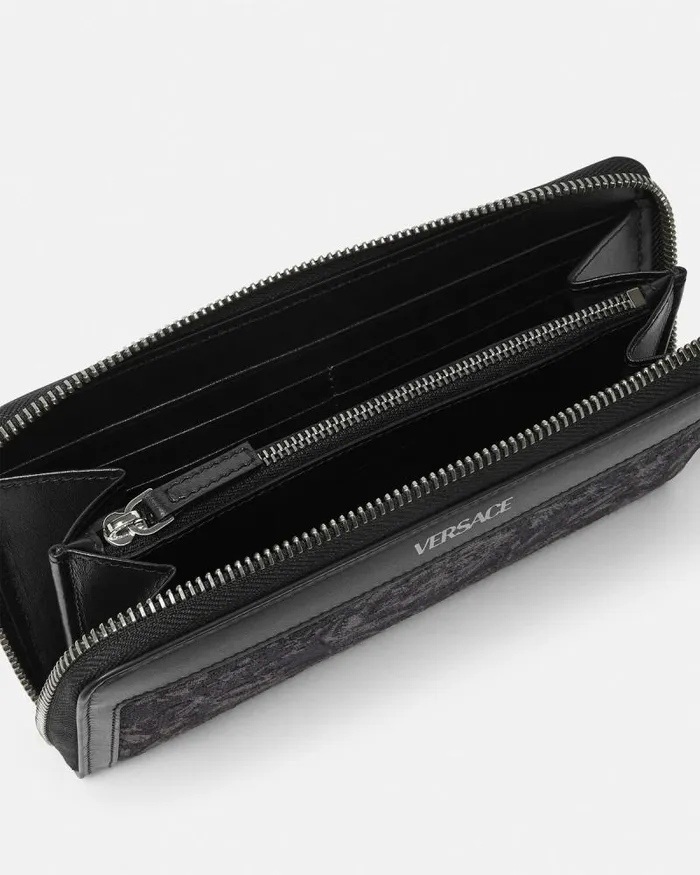 Barocco Jacquard Long Wallet Blackprint WomenMen Versace Wallets
