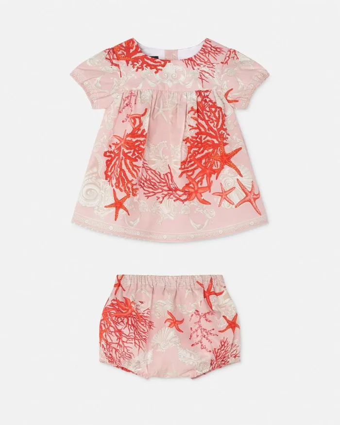 Barocco Sea Baby Dress Set Coral Children Versace Clothing