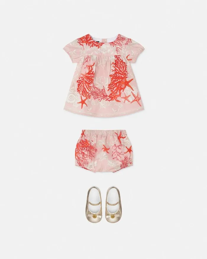 Barocco Sea Baby Dress Set Coral Children Versace Clothing