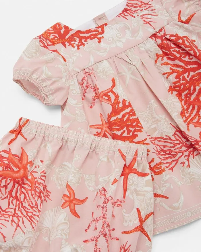 Barocco Sea Baby Dress Set Coral Children Versace Clothing