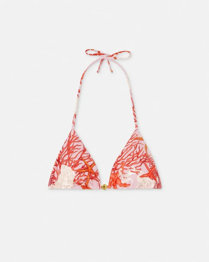 Barocco Sea Bikini Top Pinkprint Women Versace Swimwear