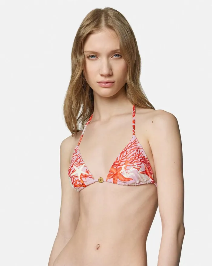 Barocco Sea Bikini Top Pinkprint Women Versace Swimwear