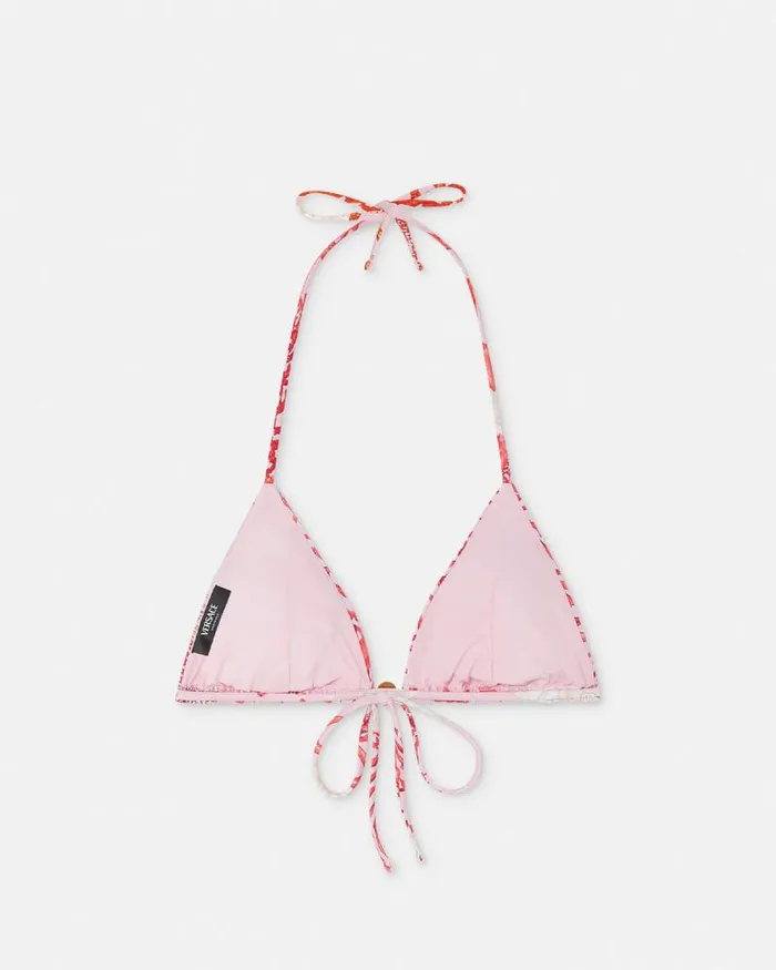 Barocco Sea Bikini Top Pinkprint Women Versace Swimwear