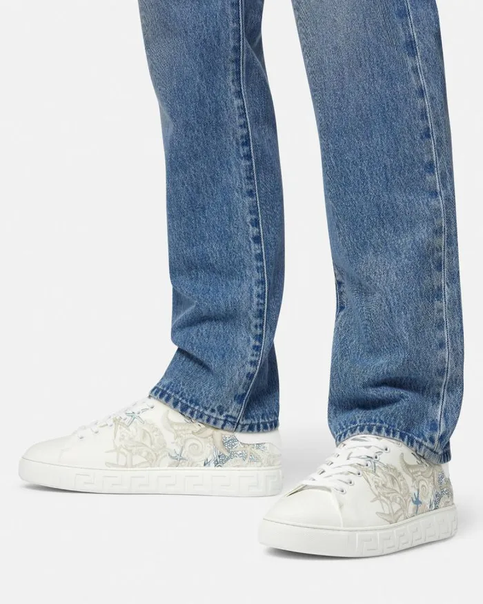Barocco Sea Greca Sneakers White Men Versace Sneakers
