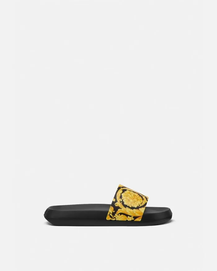 Barocco Sliders Blackprint Men Versace Sandals and Slides