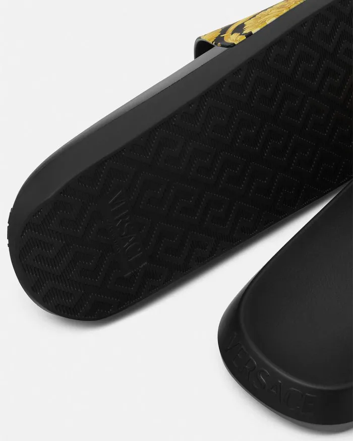 Barocco Sliders Blackprint Men Versace Sandals and Slides