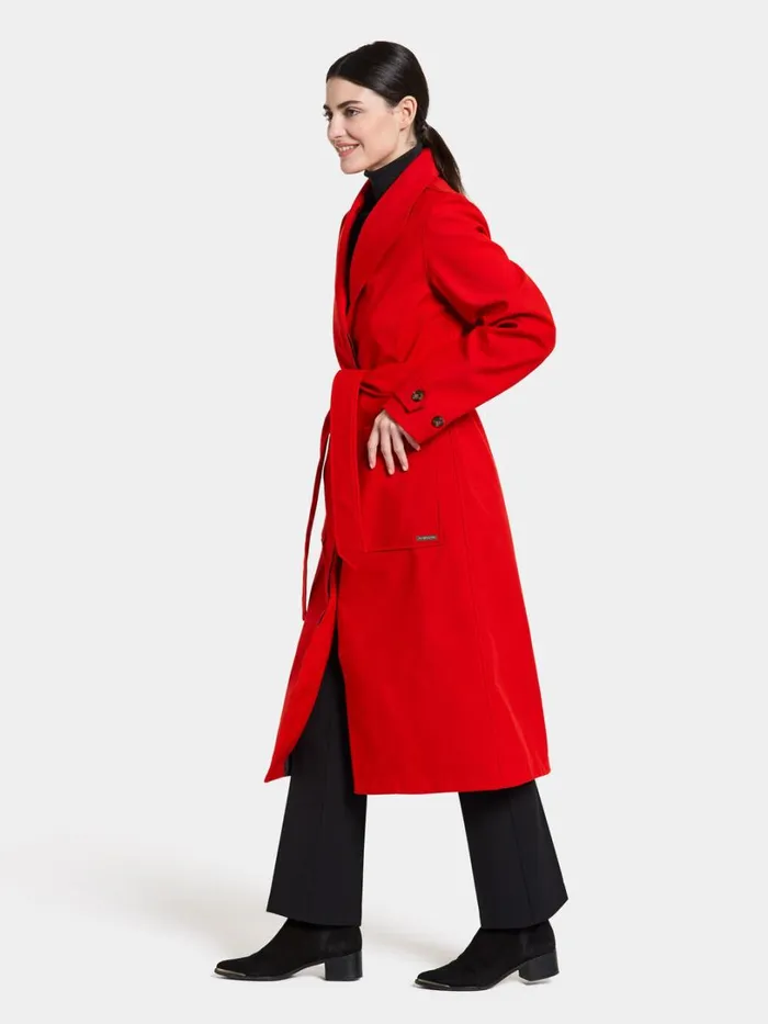 Beata Coat Long Chili Red Women Didriksons Trenchcoats
