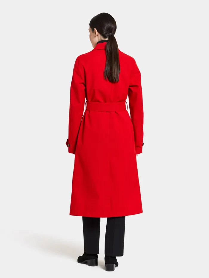 Beata Coat Long Chili Red Women Didriksons Trenchcoats