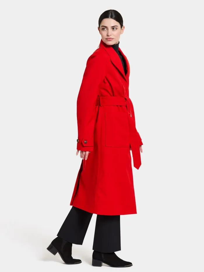 Beata Coat Long Chili Red Women Didriksons Trenchcoats
