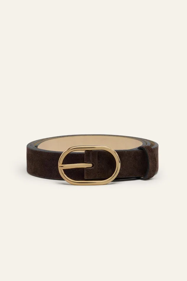 Belt With Oval Buckle Cole Brown Women Baandsh Belts