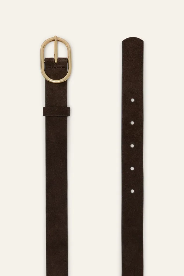 Belt With Oval Buckle Cole Brown Women Baandsh Belts