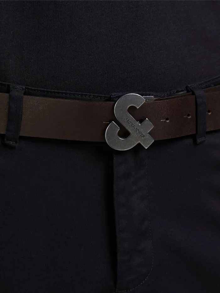 Belts JACK and JONES Mens LOGO COW LEATHER BELT Brown Black Coffee Cheap On Sale