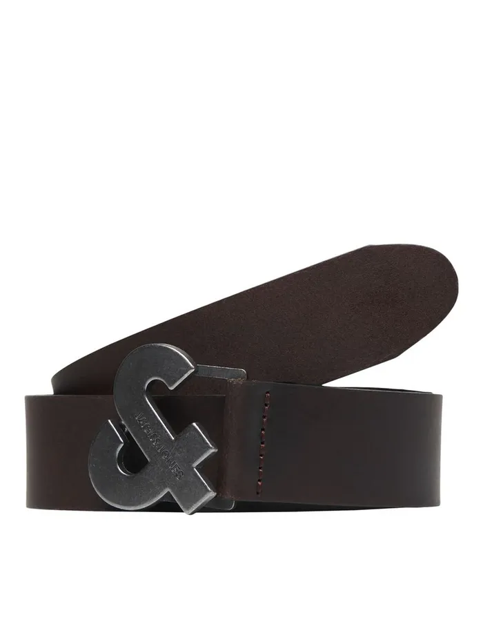 Belts JACK and JONES Mens LOGO COW LEATHER BELT Brown Black Coffee Cheap On Sale