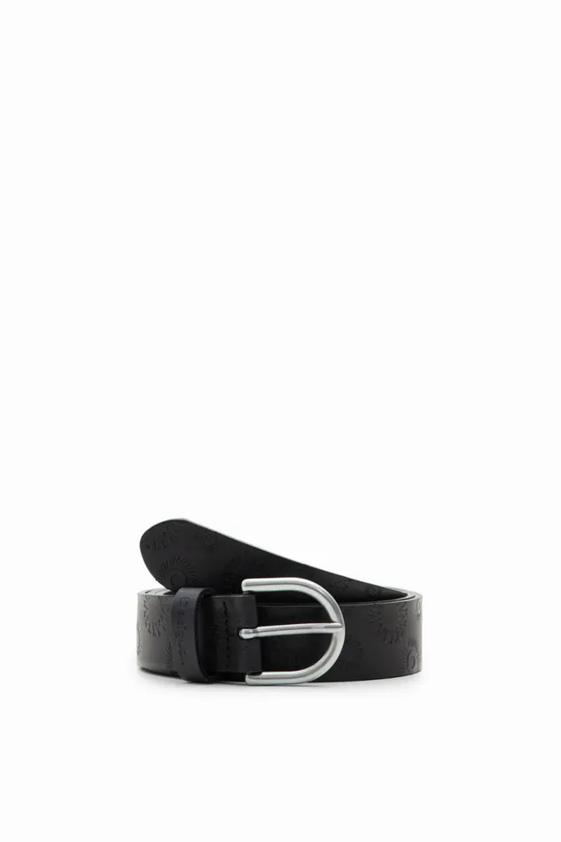 Belts Women Desigual Geometric Leather Belt Black