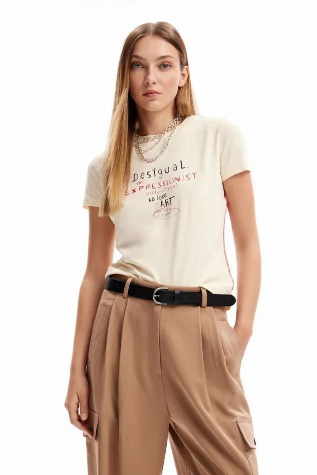 Belts Women Desigual Geometric Leather Belt Black