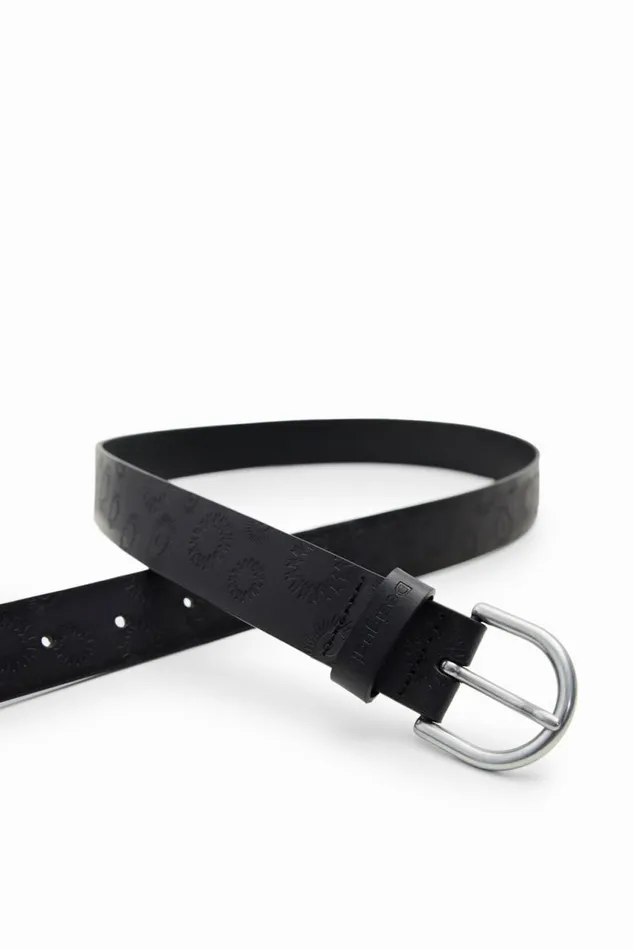 Belts Women Desigual Geometric Leather Belt Black