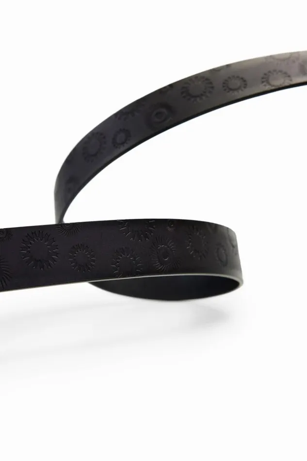 Belts Women Desigual Geometric Leather Belt Black