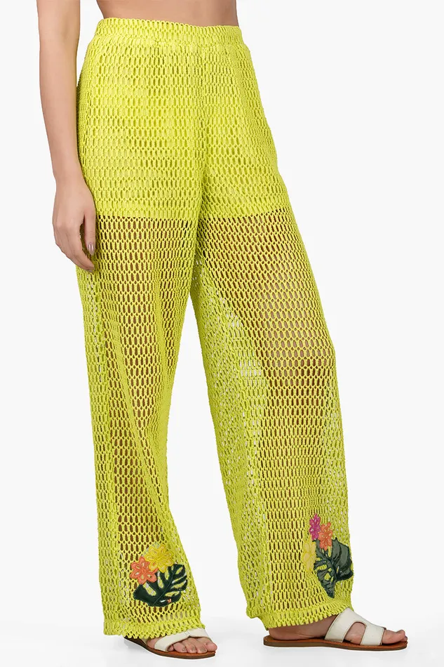 Bianca Crochet Pants with Floral Embroidery Women Pants America and Beyond
