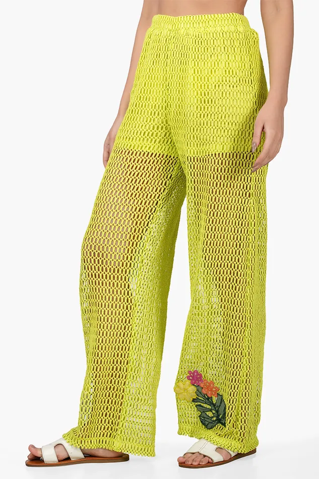 Bianca Crochet Pants with Floral Embroidery Women Pants America and Beyond