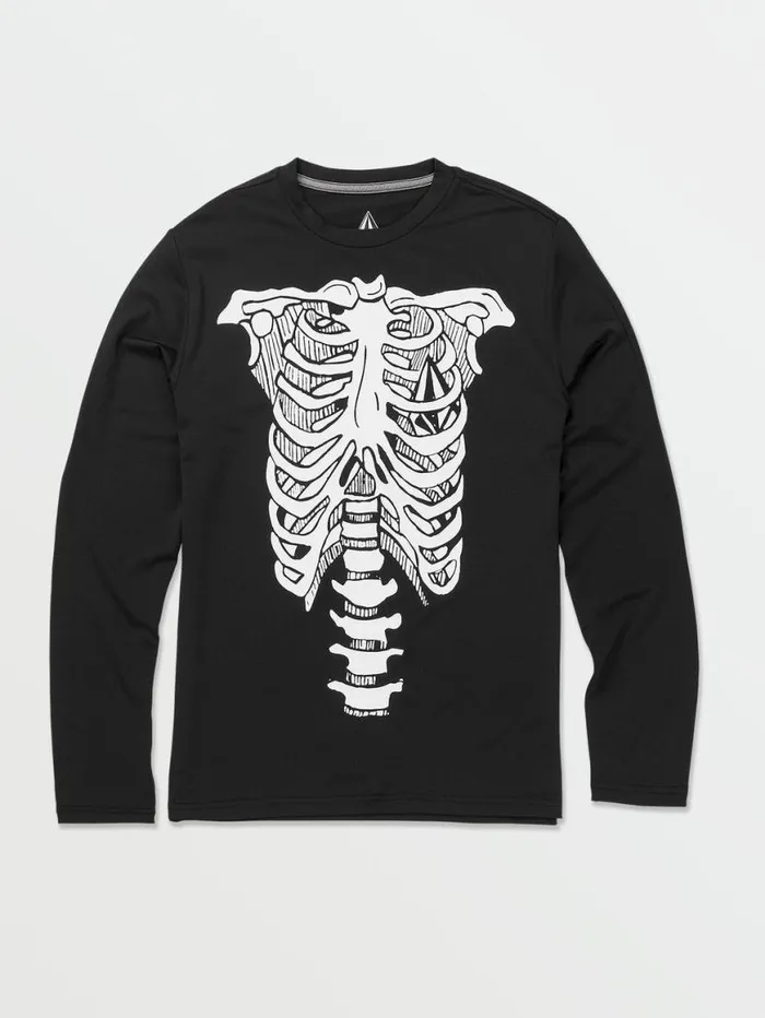 Big Boys Skeleton Long Sleeve Rashguard 8211 Black Kids Volcom Rashguards