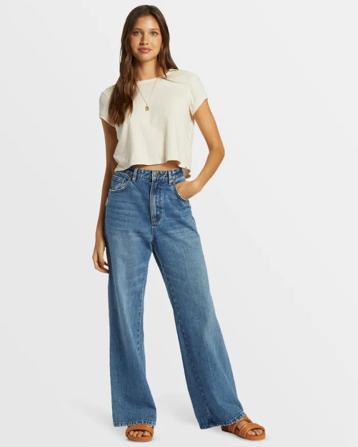 Billabong Aaliyah Baggy Denim Pant Medium Denim Womens Jeans and Pants