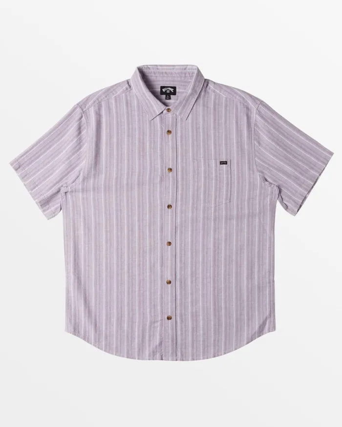 Billabong All Day Stripe Short Sleeve Woven Shirt Grey Violet Mens Shirts