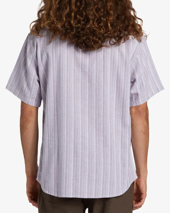 Billabong All Day Stripe Short Sleeve Woven Shirt Grey Violet Mens Shirts