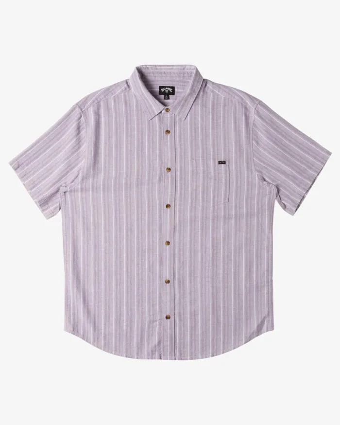 Billabong All Day Stripe Short Sleeve Woven Shirt Grey Violet Mens Shirts
