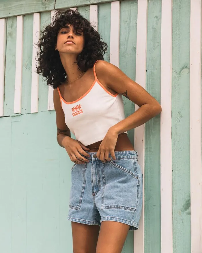 Billabong Aloe Cropped Tank Top Salt Crystal Womens Tops