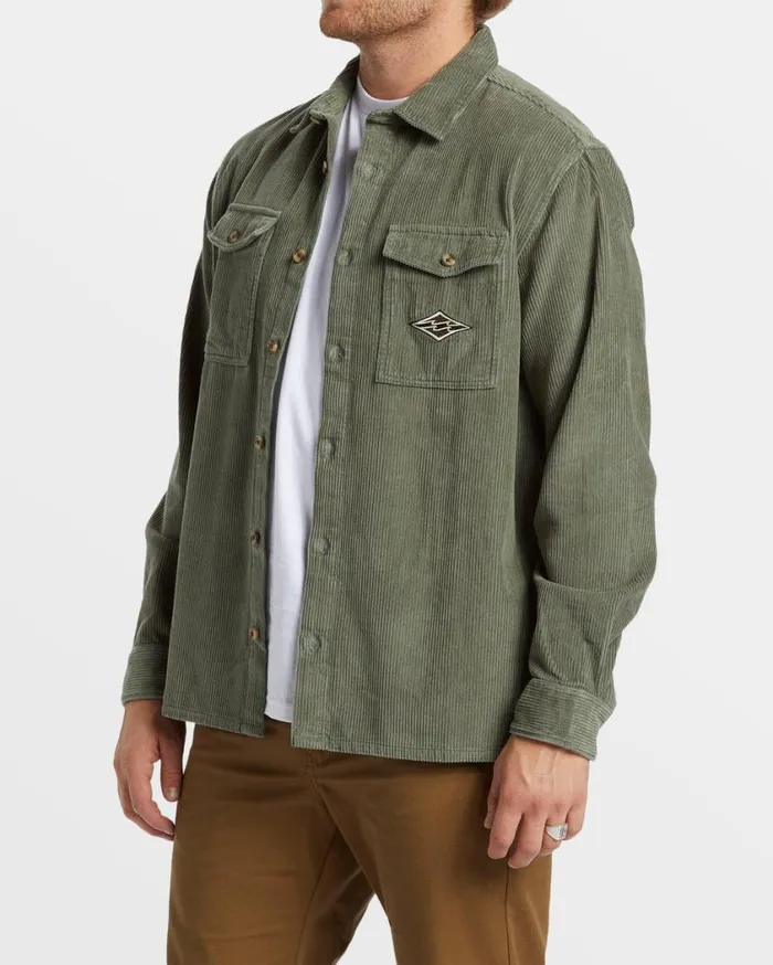 Billabong Bong Days Long Sleeve Cord Shirt Sage Mens Shirts Billabong Bong Days Long Sleeve Cord Shirt Sage Mens Shirts