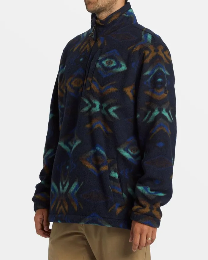 Billabong Boundary Polar Fleece Half Zip Pullover Navy Mens Hoodies and Fleece