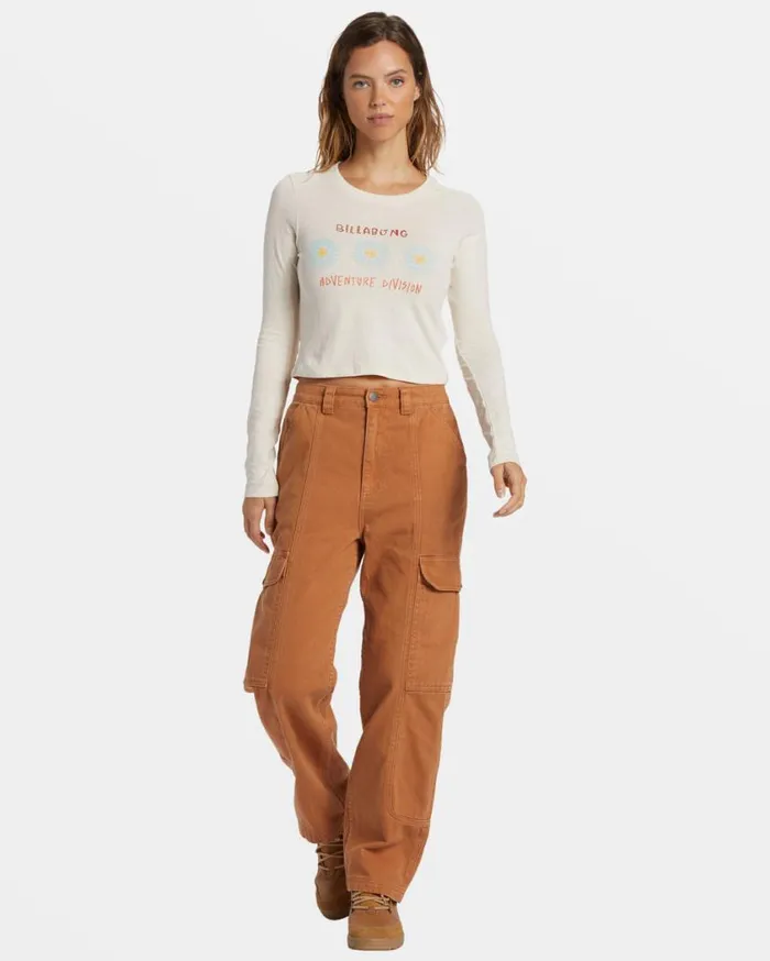 Billabong Cabin Mate Long Sleeve Tshirt White Cap Womens Tops Billabong Cabin Mate Long Sleeve Tshirt White Cap Womens Tops