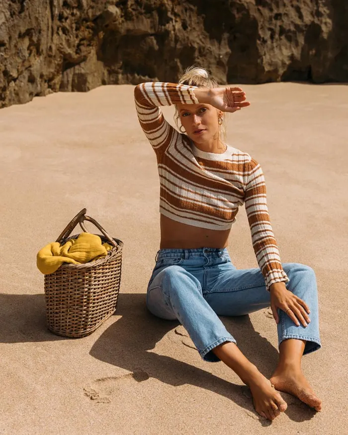 Billabong Clare Crew Neck Sweater Sandalwood Womens Sweatshirts and Fleece