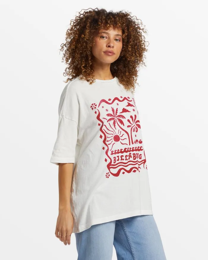 Billabong Coastal Tides Oversized TShirt Salt Crystal Womens Graphic Tees and Tanks Billabong Coastal Tides Oversized TShirt Salt Crystal Womens Graphic Tees and Tanks