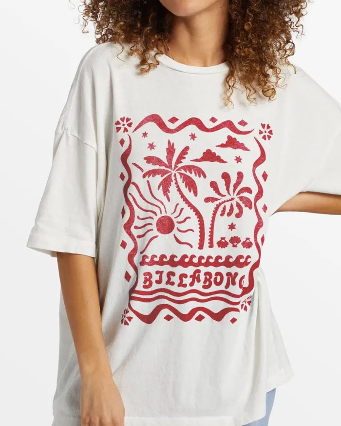 Billabong Coastal Tides Oversized TShirt Salt Crystal Womens Graphic Tees and Tanks Billabong Coastal Tides Oversized TShirt Salt Crystal Womens Graphic Tees and Tanks