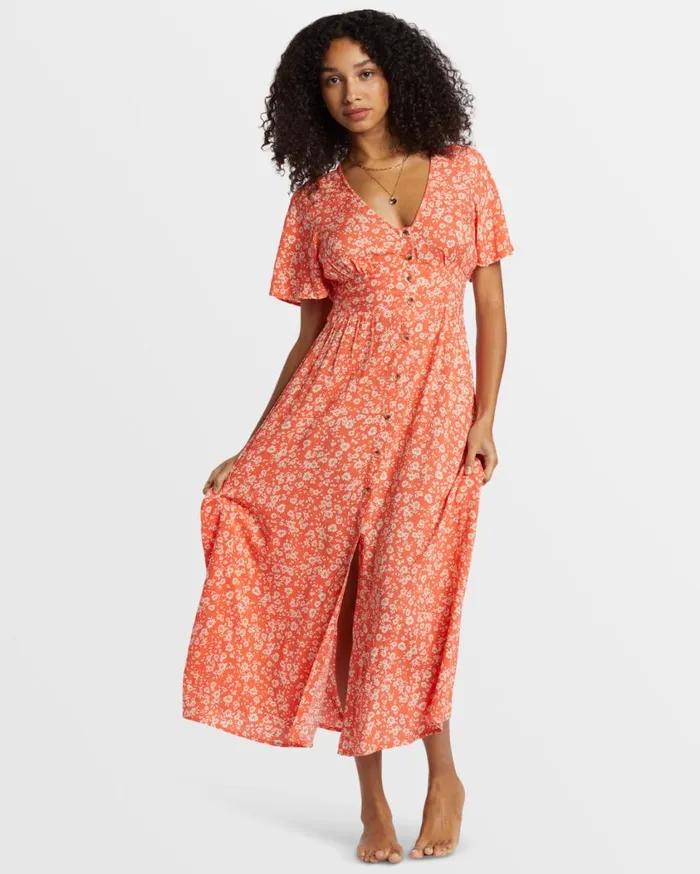 Billabong Floral Dreamer Maxi Dress Papaya Womens Dresses