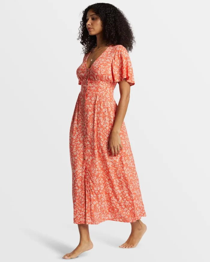 Billabong Floral Dreamer Maxi Dress Papaya Womens Dresses Billabong Floral Dreamer Maxi Dress Papaya Womens Dresses