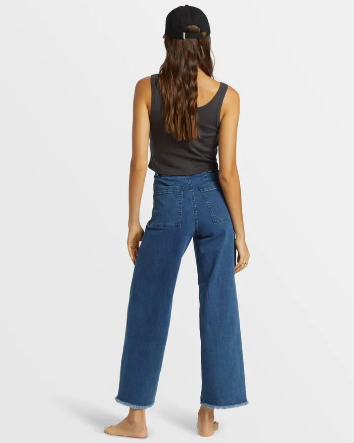 Billabong Free Fall Indigo WideLeg Jeans Oceana Blue Womens Jeans and Pants Billabong Free Fall Indigo WideLeg Jeans Oceana Blue Womens Jeans and Pants