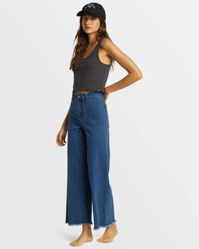 Billabong Free Fall Indigo WideLeg Jeans Oceana Blue Womens Jeans and Pants Billabong Free Fall Indigo WideLeg Jeans Oceana Blue Womens Jeans and Pants