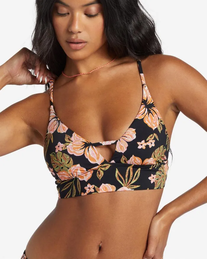 Billabong Hooked On Tropics V Neck Cami Bikini Top Black Pebble Womens Bikini Tops Billabong Hooked On Tropics V Neck Cami Bikini Top Black Pebble Womens Bikini Tops