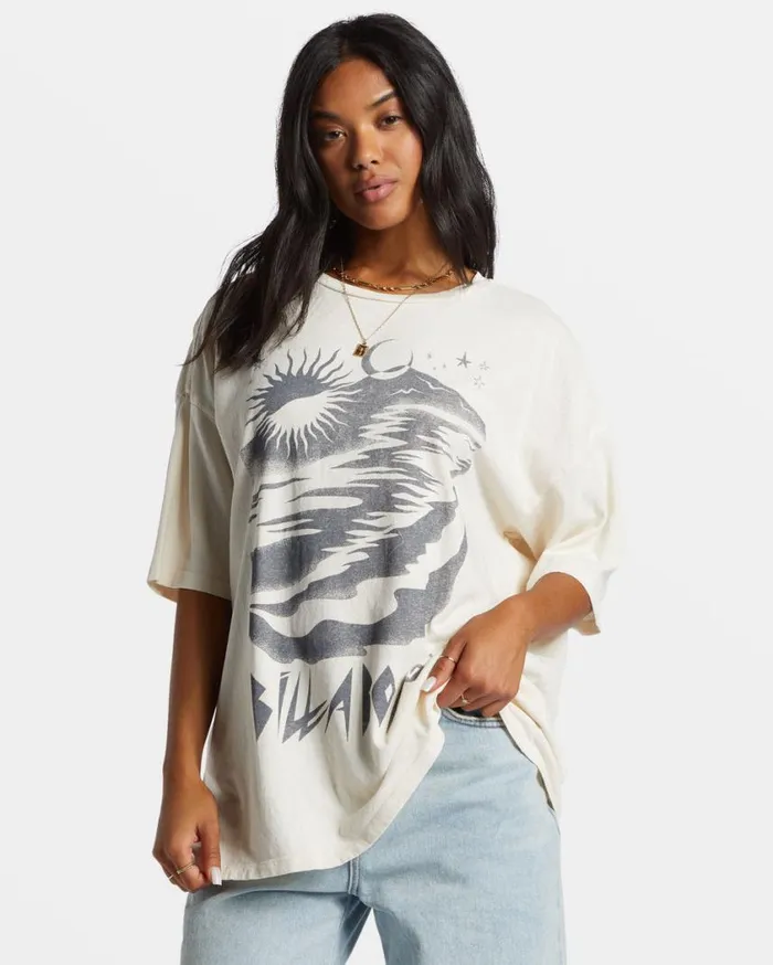 Billabong Night Walks TShirt White Cap Womens Graphic Tees and Tanks