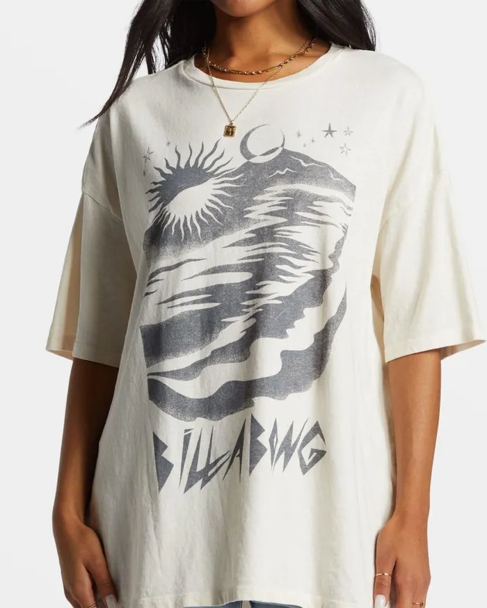Billabong Night Walks TShirt White Cap Womens Graphic Tees and Tanks