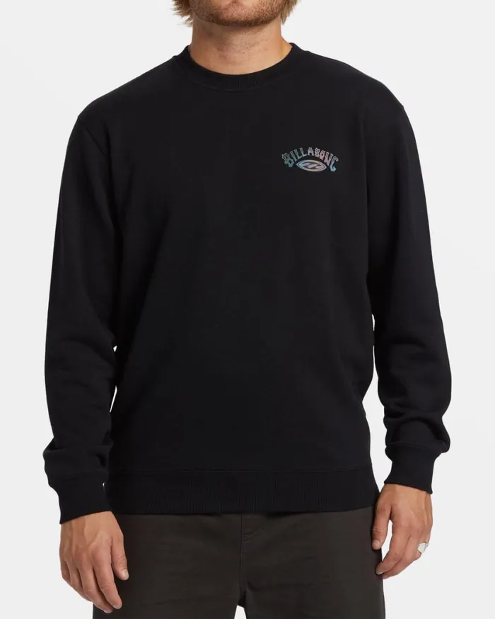 Billabong Short Sands Crewneck Sweatshirt Black Mens Hoodies and Fleece