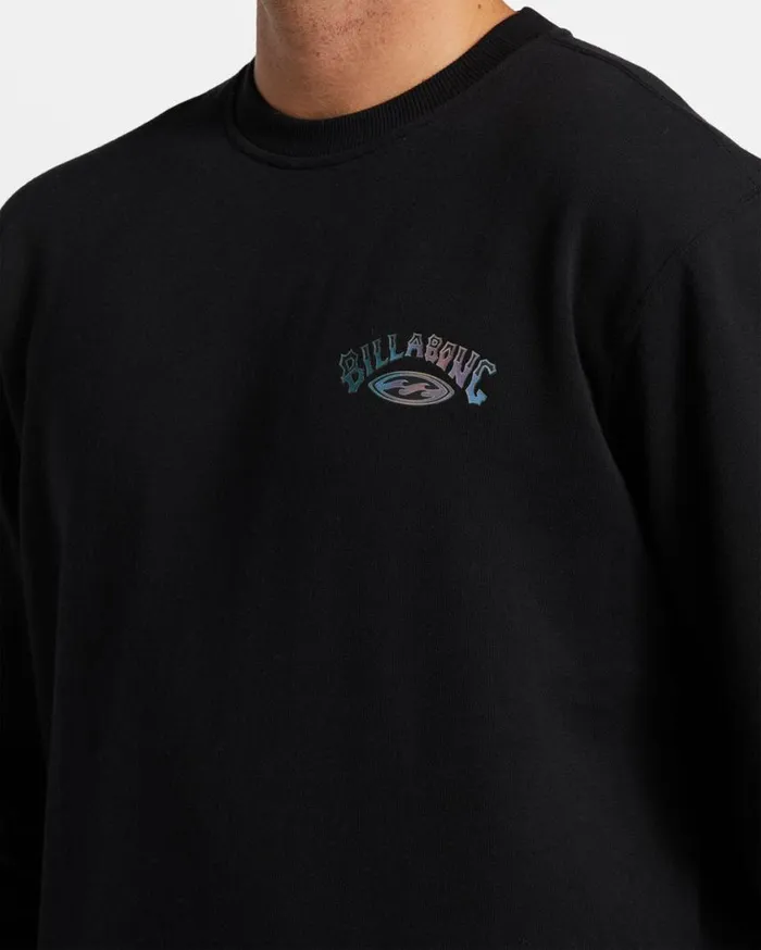 Billabong Short Sands Crewneck Sweatshirt Black Mens Hoodies and Fleece